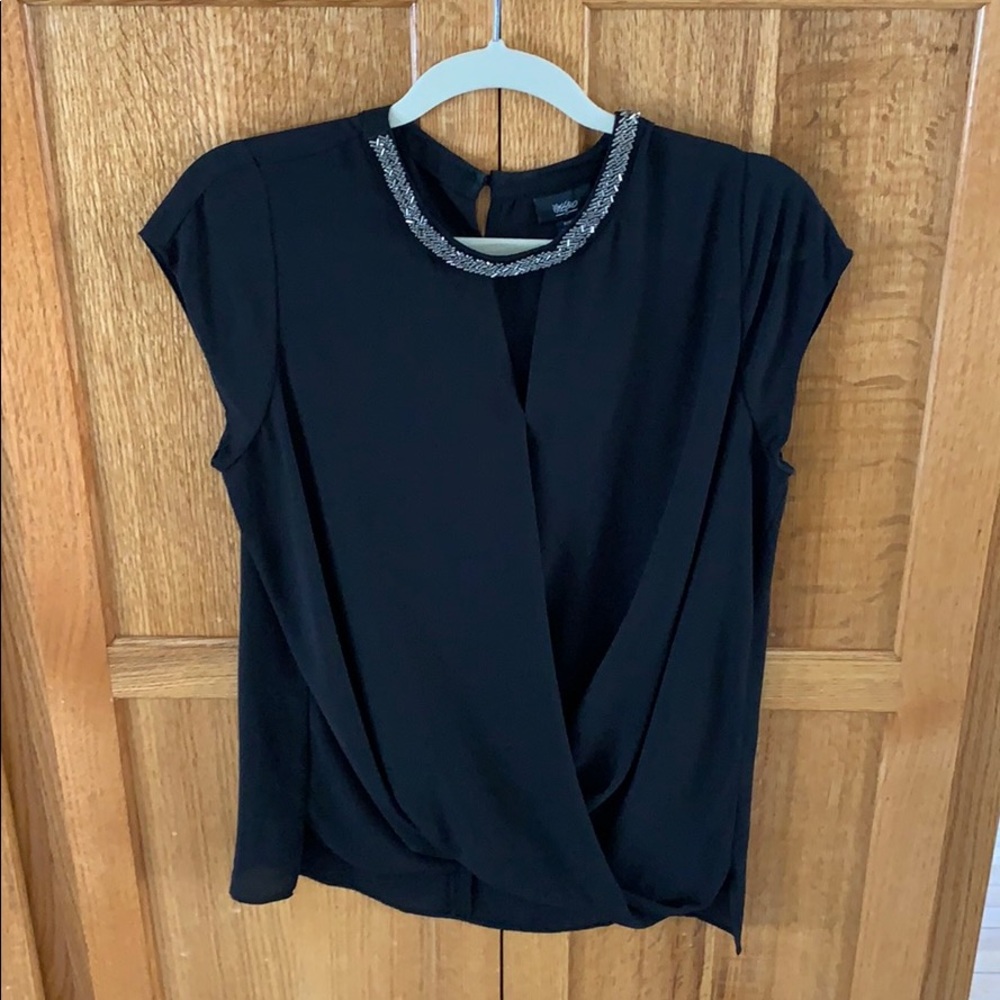 Women’s M Mossimo Black Top with Beaded Neckline